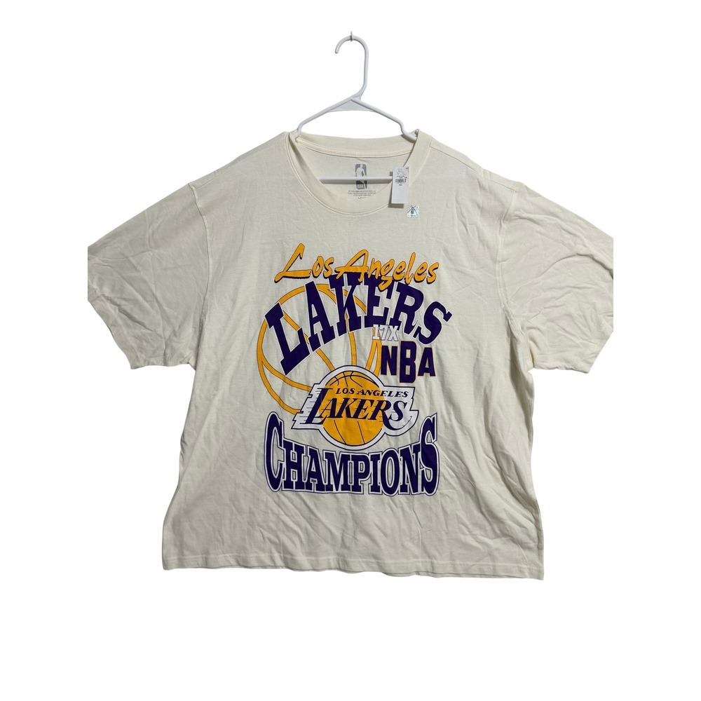 NBA Los Angeles Lakers Champions Graphic T-Shirt XXL Cream 17X Finals Tee